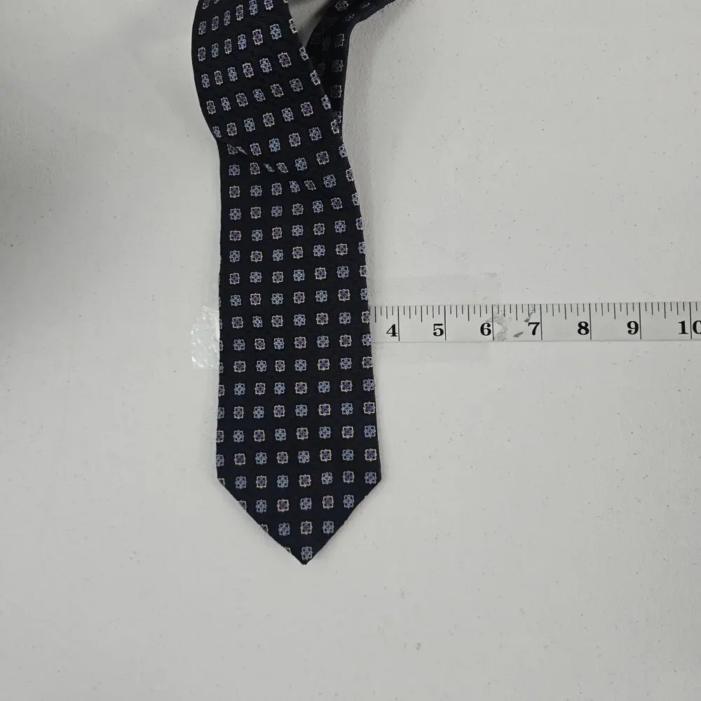 Brooks Brothers 346 Pure Silk Men’s‎ Tie Navy Purple Blue Geometric Pattern 3.5”